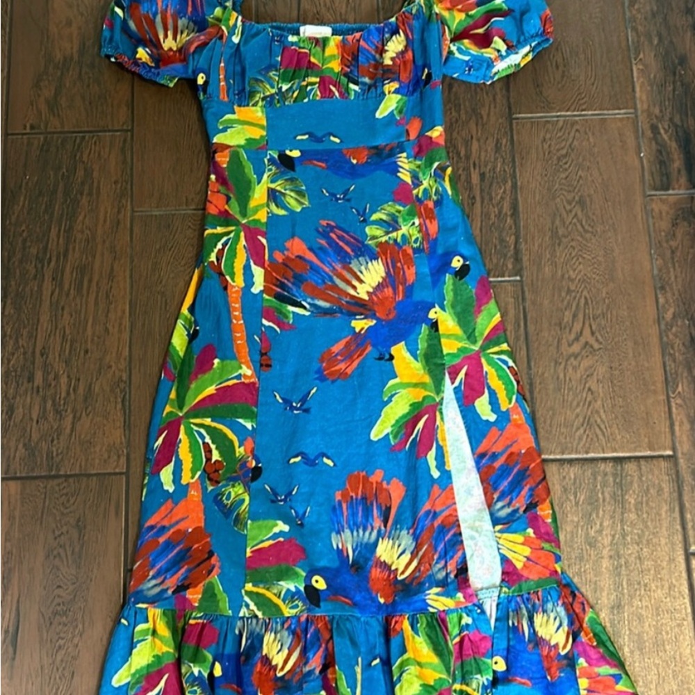 House of Harlow 1960 Vibrant Blue Tropical Dress